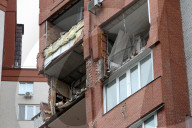 Apartment block damaged by Russian missile attack in Dnipro