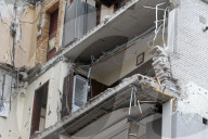 Apartment block damaged by Russian missile attack in Dnipro