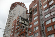 Apartment block damaged by Russian missile attack in Dnipro