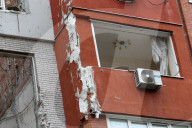 Apartment block damaged by Russian missile attack in Dnipro