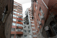 Apartment block damaged by Russian missile attack in Dnipro