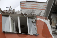 Apartment block damaged by Russian missile attack in Dnipro
