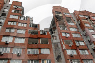 Apartment block damaged by Russian missile attack in Dnipro