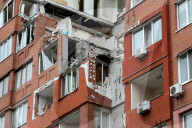 Apartment block damaged by Russian missile attack in Dnipro
