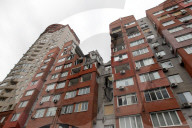 Apartment block damaged by Russian missile attack in Dnipro