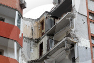 Apartment block damaged by Russian missile attack in Dnipro
