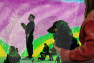 David Hockney installation "Bigger & Closer (not smaller & further away)" at Factory International in Manchester, UK.