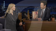 Pamela Anderson sur le plateau de l'émission "The Tonight Show Starring Jimmy Fallon" à New York