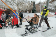 Ukrainian war veterans visit adaptive skiing training session in Kyiv