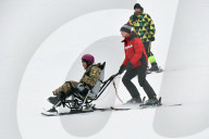 Ukrainian war veterans visit adaptive skiing training session in Kyiv