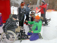 Ukrainian war veterans visit adaptive skiing training session in Kyiv