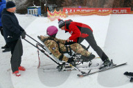 Ukrainian war veterans visit adaptive skiing training session in Kyiv