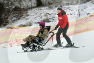 Ukrainian war veterans visit adaptive skiing training session in Kyiv