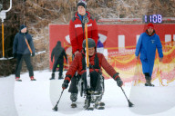 Ukrainian war veterans visit adaptive skiing training session in Kyiv
