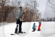 Ukrainian war veterans visit adaptive skiing training session in Kyiv