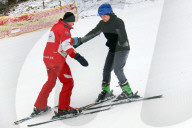 Ukrainian war veterans visit adaptive skiing training session in Kyiv