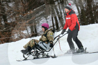 Ukrainian war veterans visit adaptive skiing training session in Kyiv