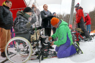 Ukrainian war veterans visit adaptive skiing training session in Kyiv