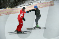 Ukrainian war veterans visit adaptive skiing training session in Kyiv