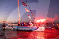 Sébastien Simon, skipper de l'Imoca Groupe Dubreuil, 3eme du Vendée Globe 2024-2025 en 67j 12h 25min et 37sec aux Sables d'Olonne
