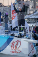 Sébastien Simon, skipper de l'Imoca Groupe Dubreuil, 3eme du Vendée Globe 2024-2025 en 67j 12h 25min et 37sec aux Sables d'Olonne