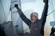 Sébastien Simon, skipper de l'Imoca Groupe Dubreuil, 3eme du Vendée Globe 2024-2025 en 67j 12h 25min et 37sec aux Sables d'Olonne