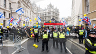 Pro Israel counter rally in Whitehall, London, UK.