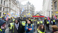 Pro Israel counter rally in Whitehall, London, UK.