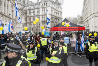 Pro Israel counter rally in Whitehall, London, UK.