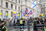 Pro Israel counter rally in Whitehall, London, UK.