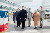 Le président de la République française Emmanuel Macron présente ses voeux aux forces armées à Cesson-Sévigné, au Commandement de l’Appui Terrestre Numérique et Cyber