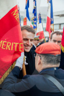Le président de la République française Emmanuel Macron présente ses voeux aux forces armées à Cesson-Sévigné, au Commandement de l’Appui Terrestre Numérique et Cyber