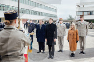 Le président de la République française Emmanuel Macron présente ses voeux aux forces armées à Cesson-Sévigné, au Commandement de l’Appui Terrestre Numérique et Cyber