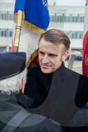 Le président de la République française Emmanuel Macron présente ses voeux aux forces armées à Cesson-Sévigné, au Commandement de l’Appui Terrestre Numérique et Cyber