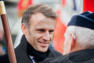 Le président de la République française Emmanuel Macron présente ses voeux aux forces armées à Cesson-Sévigné, au Commandement de l’Appui Terrestre Numérique et Cyber