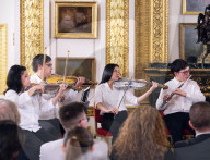 Concert of the Orchestra of Recycled Instruments and Cateura at Lancaster House, London, UK.
