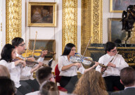 Concert of the Orchestra of Recycled Instruments and Cateura at Lancaster House, London, UK.