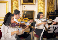 Concert of the Orchestra of Recycled Instruments and Cateura at Lancaster House, London, UK.
