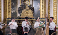 Concert of the Orchestra of Recycled Instruments and Cateura at Lancaster House, London, UK.