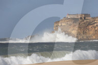 Storm Herminia creates huge waves on Portugal beach