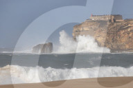 Storm Herminia creates huge waves on Portugal beach