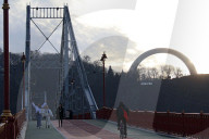 Park bridge over Dnipro river