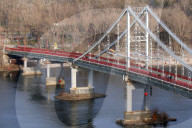 Park bridge over Dnipro river