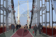 Park bridge over Dnipro river