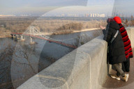 Park bridge over Dnipro river