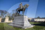 Statue of King Leopold II defaced with red paint in Brussels