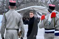 Le président fde la République française Emmanuel Macron préside la cérémonie marquant le 80ème anniversaire de la libération de Colmar