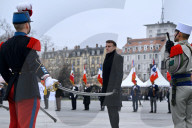 Le président fde la République française Emmanuel Macron préside la cérémonie marquant le 80ème anniversaire de la libération de Colmar
