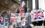 Tommy Robinson supporters march from Waterloo to Whitehall for rally & speeches, 
London, UK.