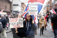 Tommy Robinson supporters march from Waterloo to Whitehall for rally & speeches, 
London, UK.